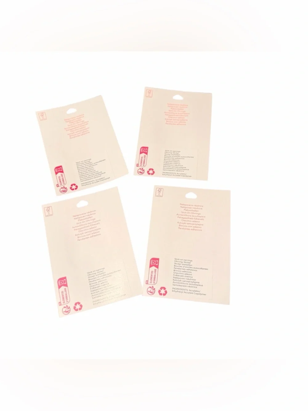 Claire's Kids Stick-On Earrings - Pink, Purple, Blue, Green, Silver, Gold 4 Pack